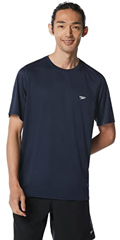 Speedo Herren UV-Badeshirt mit grafischem Muster, kurzärmlig Rash Guard Shirt, Gezeichneter Pfauer, XX-Large