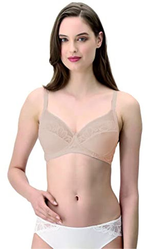 LEPEL 1 Pezzo Reggiseno Donna 460 Allure Senza Ferretto con Pizzo - Coppa B - C - D, Nudo 7C