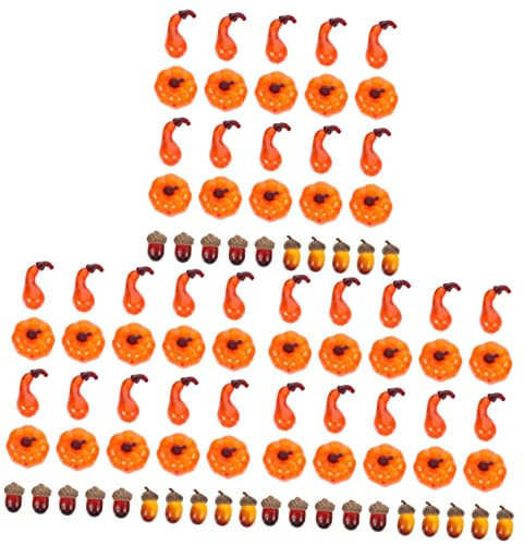 jojofuny 120stücke Teiliges Künstlicher Kürbisse Und Eicheln Für Erntedankfest Und Herbstdeko Tischornamente Für Halloween Und Erntefeiern Kürbisse Gebogene Und Rote Eicheln