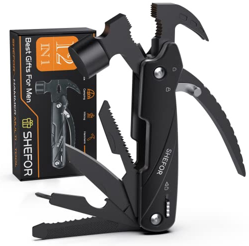 shefor Gifts for Men, Birthday Gift for Men, Used as Christmas-Gifts | Used as Mens Valentines Gift, DIY Camping Accessories Tools, Hammer Multi Tool