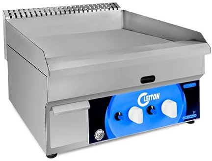 Cleiton® Plancha Industrial de Acero Inoxidable a Gas 100 cm Sobremesa Top Grosor de la Placa 8 mm para una Cocción Profesional con Termopar CE | Potencia 6 kW | Bares y Restaurantes