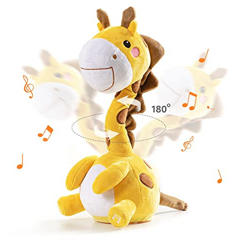 TUMAMA Baby Plüschtier Sprechende tanzende Giraffe Spielzeug Geschenke für Jungen Mädchen,Kinder Plüsch Dinosaurier Baby Musikalisches Spielzeug