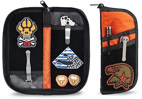 VIPERADE VE19 EDC Klein Messertasche,Messer aufbewahrung mit 4 Taschen für taschenmesser,Small Tool Organizer Pouch mit Patch-Bereich,Nylon Messer Holster für taschenmesser und Werkzeuge (Orange)