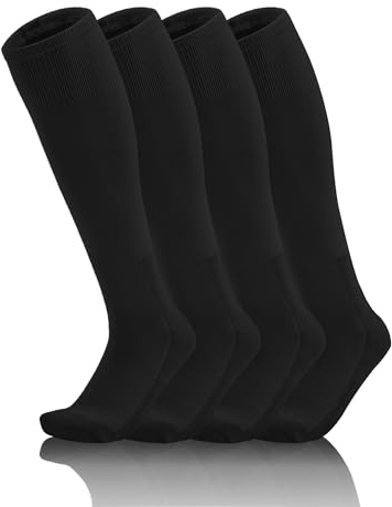 QBK 2T/3T/4T/5T To Youth Toddler Athletic Soccer Baseball Softball Socks 2 Pairs (Black 5-7Y)