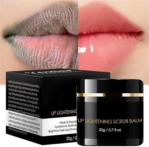 Lip Lightening Scrub Balm, Lip Scrub Balm Lightening Brightening Dark/Smoker Lips 20g Dark Lips Lightening Treatment Lip Balm Scrub, Lip Lightening Cream for Dark Lips for Women and Men 0.7 Fl Oz