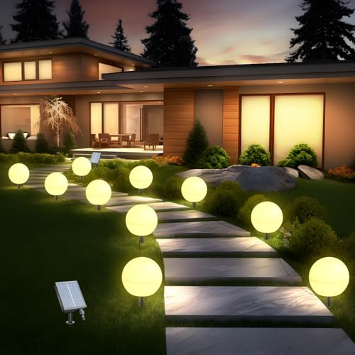 Auidum Solar Lights Outdoor Waterproof Decorations, 5 Pack Solar Globe Lights for Outside Color Changing Solar Garden Landscape Lights for Yard Patio Pathway Walkway Wedding Party Decor