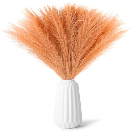 30 Pièces Pampas Sechees Decoration 55cm Pampa Artificielle Grandes Herbes Fleurs Sechees Naturelles Herbe de La Pampa Séchées, pour Boho Arrangements, Mariage, Anniversaire (Orange)