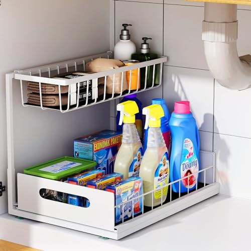 KADIO küchenschublade - teleskopschublade 36cm Leichte Einbau - Auszug küchenschrank Schublade - Ausziehbare schublade küche Sehr stabile - Küchenschrank Sehr praktisch (1 Stück – Weiß)