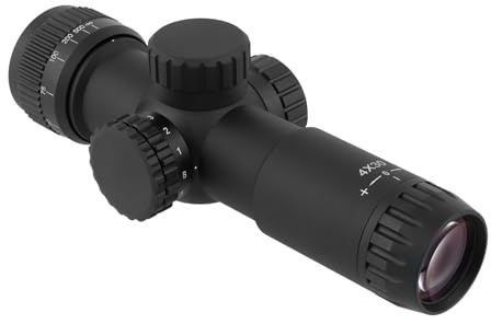 ToopMount 4x30AO Optik Fernrohr Monokular ZF, 16,5cm kompakte Sucher geätzt schwarz rot grün Absehen 1/2MOA 30mm Rohr, 1200G's stoßfest IP67 wasserdicht, Monokular mit grüner Mehrschichtlinse