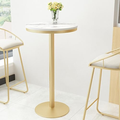 DMCHENGMA Bar-Beistelltisch mit Marmorplatte, runde Beistelltische mit Stabiler Basis aus goldenem Metall, moderner Nachttisch, runder Sofa-Eckpflanzentisch, (Size:55x95cm)