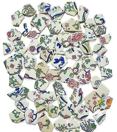 Mosaikfliesen 100 g unregelmäßige Mosaikfliesen, Keramik-Mosaikfliesen, blau-weiße Keramikstücke for die Mosaikherstellung, DIY, Hobby, Wandhandwerk, Dekoration Glasfliesen(Color:2)