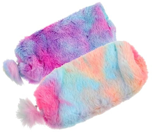HOODANCOS 2stücke Tragbarer Plüsch Stiftetui Buntes Stationery Organizer Für Stifte Bleistifte Und Zubehör Als Weihnachts Oder Geburtstagsgeschenk