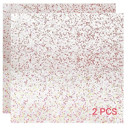 Uadme Acrylglas Platte Transparent, 2 Stück Kunststoffplatte 3mm, 30cm x 30cm Acrylplatten mit Glitzernder Zwischenschicht für Lasergravierte Schilder, Modellbau & DIY-Projekte, Rosa Große Pailletten