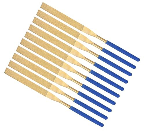 SZTVECFW Lime Aiguille à revêtement Diamant, | Tige de 3 mm, Longueur de 140 mm |, Outil d'affûtage de Limes Plates enduites - (Applications : for la Pierre de Verre métallique), 10 pièces