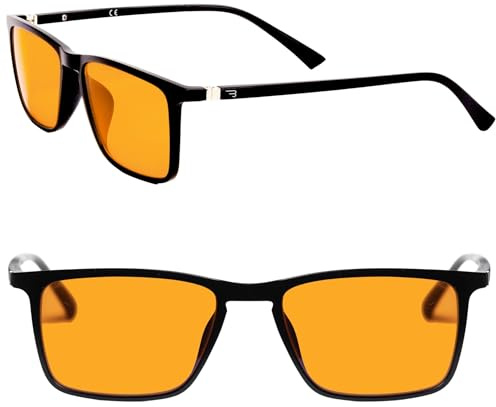 NOBLUE - Blaulichtfilter Brille Herren & Damen - Blaulicht Brille für Abend - Orange Computerbrille mit Blaufilter, 100% Blaulichtschutz bei Gaming, Computerarbeit (Classic)