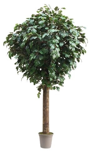 artplants.de Künstliche Eiche MISIANA, Naturstamm, grün, crossdoor, 200cm - Made in Italy - Unechter Baum