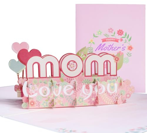 AEYAKA Muttertagskarte & Geburtstagskarte für Mama – Besondere 3D Pop-Up Grußkarte mit filigranem Papierschnitt, Geschenk zum Muttertag & Geburtstag Rosa