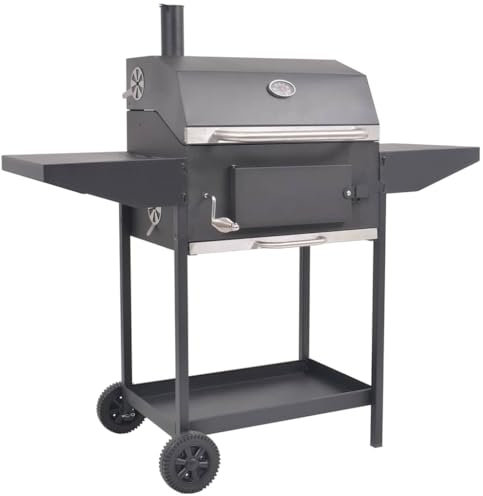 Article-BBQ Fumoir à charbon avec étagère inférieure, noir, cuisine et salle à manger, appareils de cuisine, barbecues d'extérieur