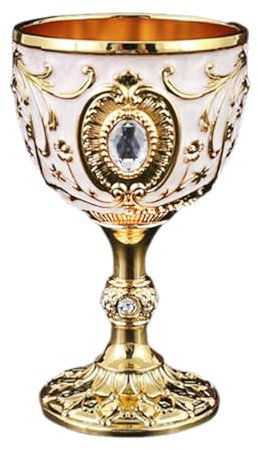 MagiDeal Agua en Relieve, Vino Metal, Regalo, colección Retro Europea, Mini cáliz para Beber, para cenas, Bodas y Bares, Oro Blanco