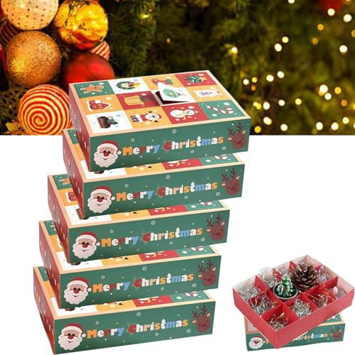 DIY Christmas Advent Calendar Boxes for 2025,5pcs Fillable Advent Calendar Box Empty Christmas Advent Calendar Boxes to Fill,12 Day Countdown Empty Box Xmas Candy Treat Boxes (Multicolor)