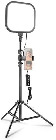 NEEWER Kit di Luce Video a Pannello LED da 15W 10.8 con Treppiede 63/Porta Telefono, Luce da Studio a Schermo Intero Dimmerabile Bicolore Edge Lit 816lux CRI95+ per Foto Riprese Film Streaming, L220