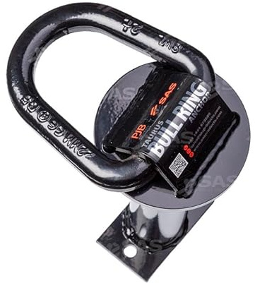 PJB Taurus Bull Ring Ground Anchor, Built-In, Heavy-Duty Security, Black Powder Coated, 25cm Post Length, Gold Rated