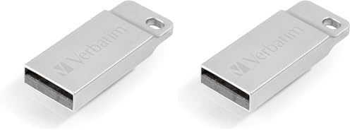 Verbatim Clé USB Executive métal 32Go I USB 2.0 I USB Memory Stick I pour Laptop Ordinateur Portable ultrabook TV autoradio I Stick USB 2.0 I Clé USB avec Anneau pour Porte-clés I argenté (Lot de 2)