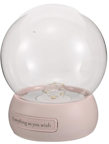 PAMINGONO Cupola di Vetro Rosa Luce LED per Esposizione Fiori Eterni, Campana di Vetro Antipolvere Decorativa da Tavolo, Centrotavola Romantico per Regalo di San