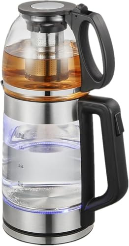 Tetera de vidrio turco, hervidor de té eléctrico de 2 niveles, cafetera de té autofiltrante estilo Samovar y calentador de agua