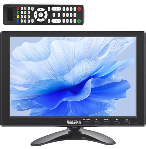 Thinlerain 10,1 Zoll Kleiner PC Monitor 1920x1200 LED 16:10 LED Bildschirm Mini Monitor (HDMI/VGA/BNC/AV/Speaker/VESA) for PC, Kitchen, fire Stick, Computer, Raspberry Pi, Windows 7/8/10