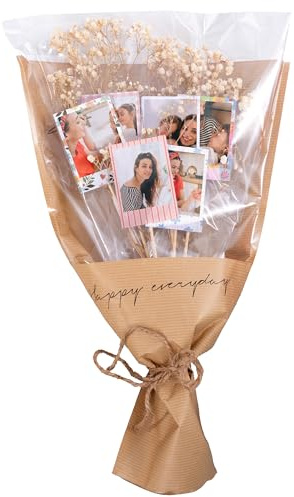 Made In Gift | Ramo Personalizado con Fotos Polaroid | Flores Secas y Recuerdos, Emotivo y Original | con Fotos | 45x35 cm (Colores)