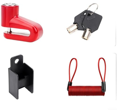 Honseadek Verrou de frein à disque pour casque de moto avec corde de rappel à ressort antivol, fil d'acier et câble de sécurité en PVC pour voyage (H)