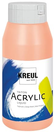 KREUL 17032 - Triton Acrylic Liquid Pfirsichrosa 750 ml, Hochwertige Künstler-Acrylfarbe in Studienqualität mit leicht fließendem Charakter, tiefmatt auftrocknend