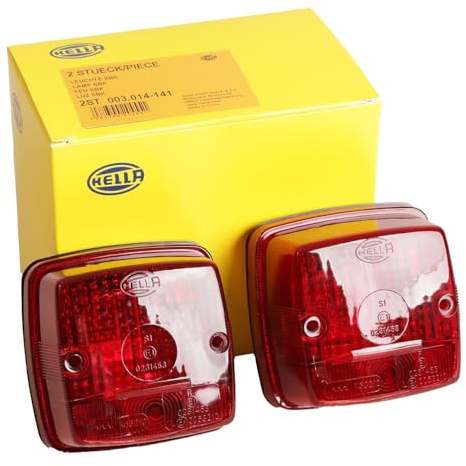 HELLA 2ST 003 014-141 baklampa, vänne/höger, Ljusfunktioner: 3 - med bromsljus/med registreringsskyltsljus/med bakljus, Linsens färg: röd