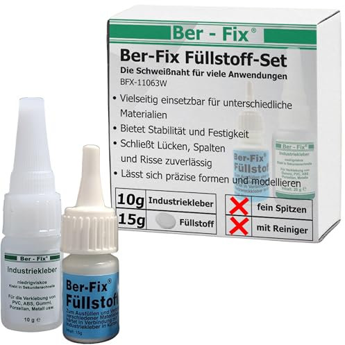 Ber-Fix Füllstoff Set S Schweißnaht Kleber aus Berlin aus 10g Industriekleber und 15g Granulat 2k Kleber extra stark Metall Kunststoff PVC ABS PLA