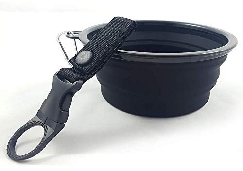 ESTANDO 1 L Großer Hundenapf inkl. Flaschenhalter - Futternapf für Hund und Katze (1000ml): Faltbarer Napf aus Silikon (SGS geprüfte Qualität), super Fressnapf und Wassernapf für unterwegs -Reisenapf