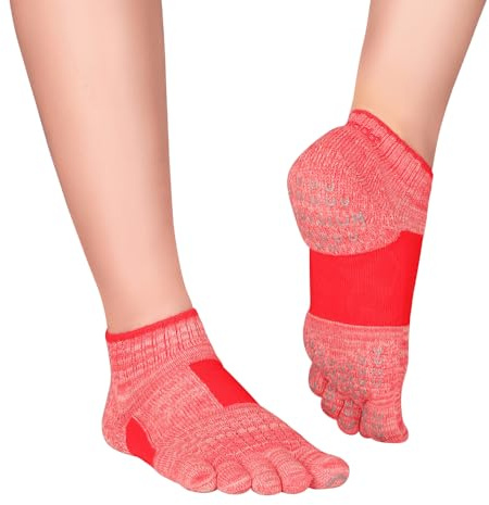 Knitido+ Umi halkfria pilates och yoga tåstrumpor, med fotstöd Röd UK 5.5-8