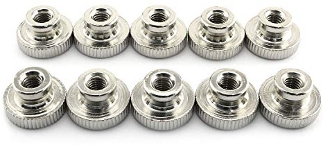 RLECS 10pcs M6 Knurled Thumb Nuts with Collar 3D Printers Parts, Nickel Plating, 1mm Pitch