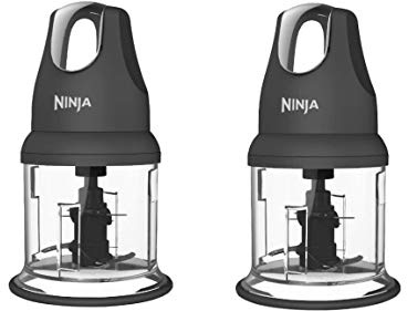 Ninja Food Chopper Express Chop with 200W Bowl, 16oz for Chopping, Cutting, Grinding, Mixing and Meal Prep (NJ110GR) (Gray 2-Pack)