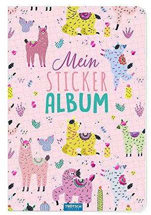 TRÖTSCH - Mein Stickeralbum Lama | Lama Stickerbuch mit 25 beschichteten Seiten für flexibles Platzieren der Sticker: DIN A5 Sticker Sammelabum zum Tauschen | Ab 3 Jahren