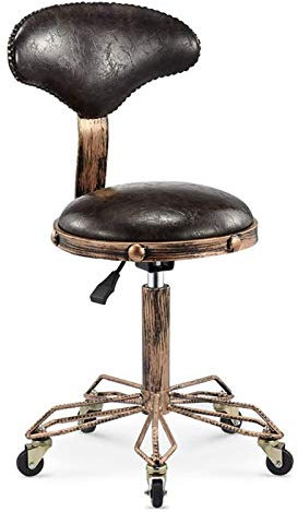 JMYSD Retro Barber Shop Barhocker PU Ledersessel Mit Rückenlehne 360 ​​° Drehbar Höhenverstellbar Hubrad Beauty Hocker,C