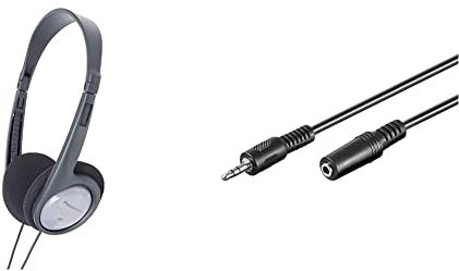 Panasonic RP-HT090 Cuffie a Padiglione Aperto, Leggere per Ottimo Comfort, Cavo da 5 m per Utilizzo con TV & Goobay 50090 Cavo di estensione per cuffie e audio AUX