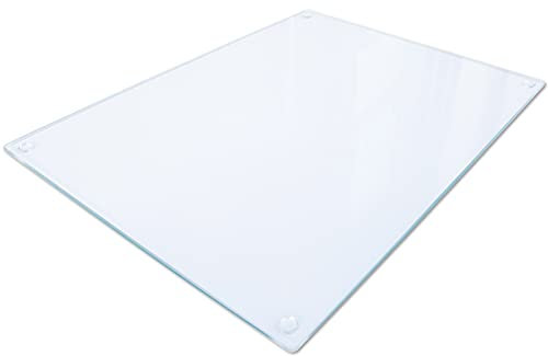 Whats On Your Wall.com Clear Glass Chopping Board | Rectangular, 40L x 30W cm, 0.5 cm Thick | Heat Resistant, Non-Porous, Easy to Clean, Stain Resistant | Teal Gold White
