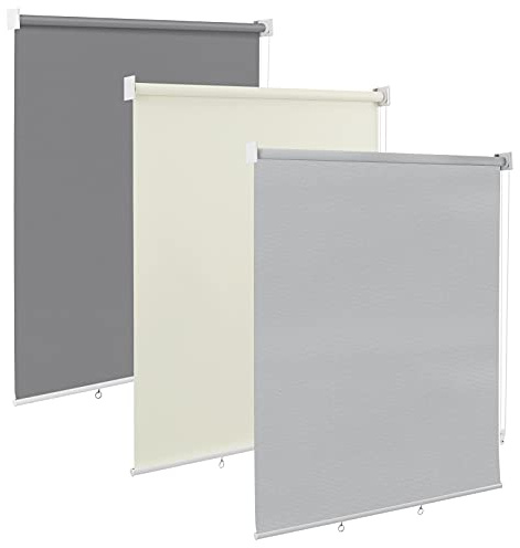 WOLTU Estor Enrollable Vertical para Exteriores, Gris 100x240 cm | Persiana Resistente a la Intemperie con Protección UV y Función Térmica, Cortina de Privacidad para Balcón, Terraza o Ventana
