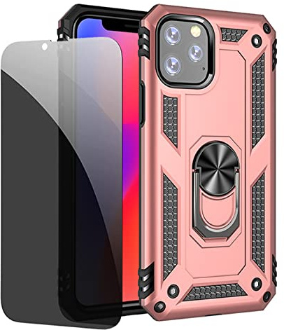 Joytag kompatibel für iPhone 11 Pro Hülle Rosé Gold handyHülle mit Anti-Spähen Privatsphäre Schützen Panzerglas Folie Blickschutzfolie, pink