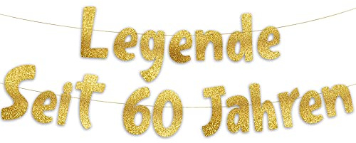 60. Geburtstag Girlande Legende Seit 60 Jahren Gold Glitzer – Lustige Geburtstagsdeko, Party Deko, Geschenke & Zubehör für Sie & Ihn