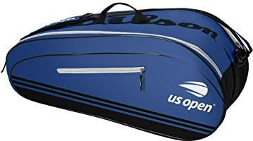 Wilson WR8018601001 Tennis-Badmintonschlägertasche, US Open Team, 6 Stück, für bis zu 6 Schläger, Blau x Marineblau x Weiß