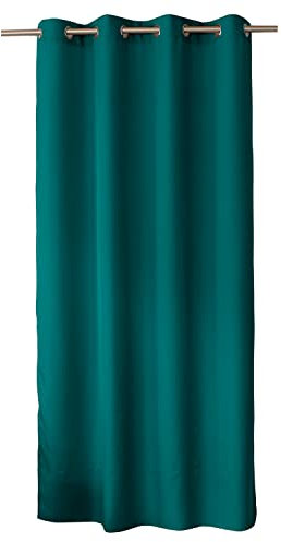 ED ENJOY HOME - Cortina Decorativa con Ojales Plateados, 140 x 240 cm, Verde Esmeralda, 100% poliéster, satén, colección básica