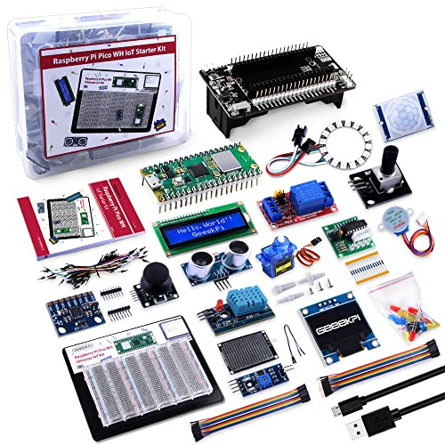 GeeekPi Pico W IoT Starter Kit MicroPython Programing Kit with Raspberry Pi Pico W Breadboard,I2C 1602 LCD Display Module,9g Mirco Servo for Raspberry Pi Beginners & Software Engineer