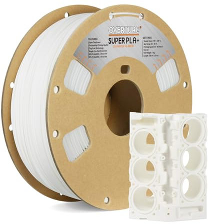 OVERTURE Super PLA+ Filament 1.75mm, 1kg Spule (2.2lbs), Maßgenauigkeit +/- 0.03 mm, für 3D Drucker (Weiß)